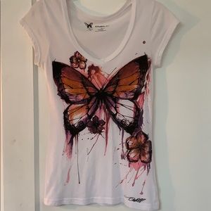 O’Neill Butterfly Print V-Neck Tee